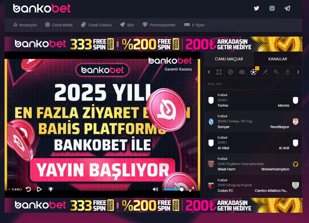 Bankobet TV ekran görüntüsü