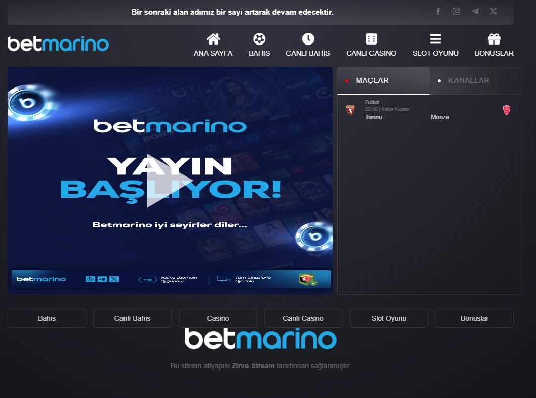 Betmarino TV ekran görüntüsü