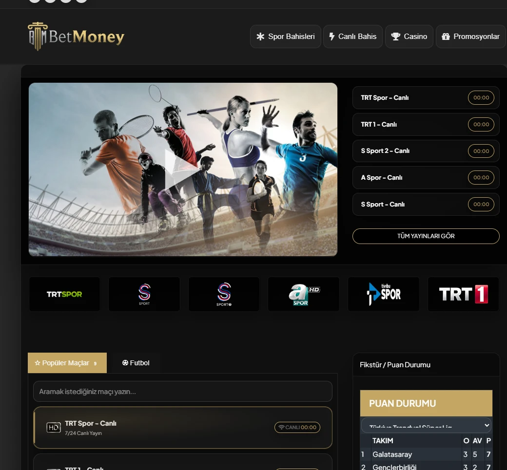 Betmoney TV ekran görüntüsü