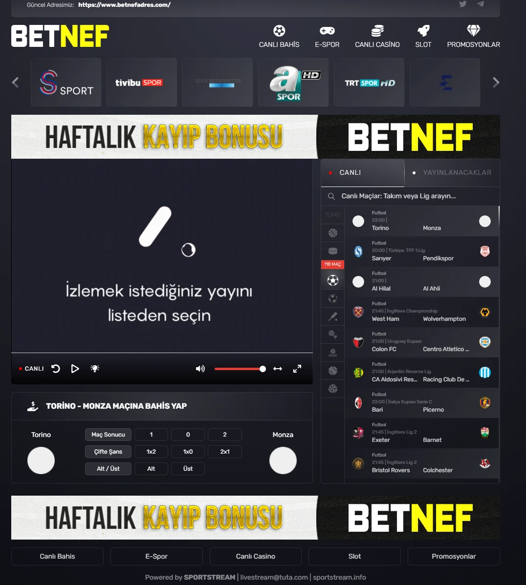 Betnef TV ekran görüntüsü