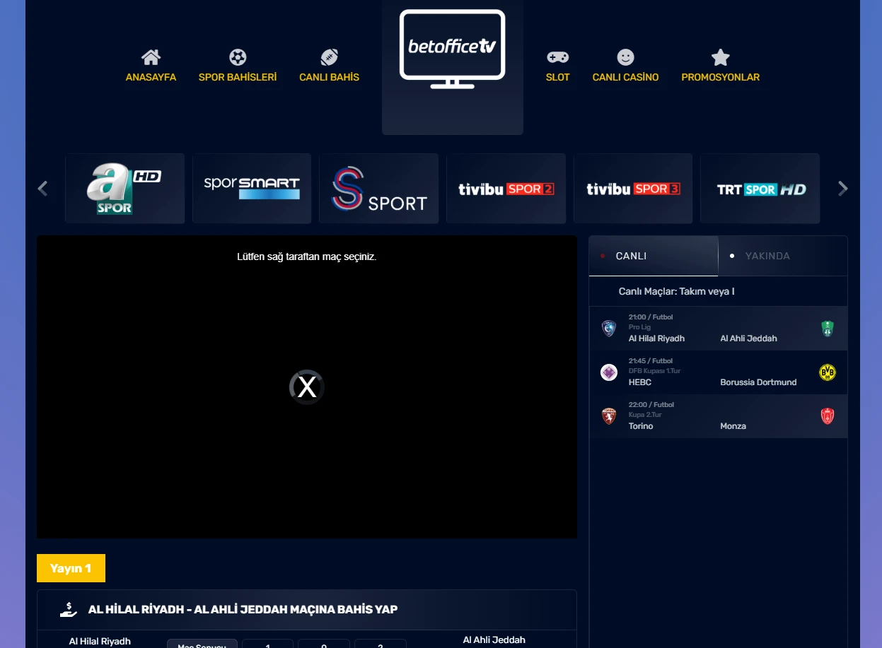 Betoffice TV ekran görüntüsü