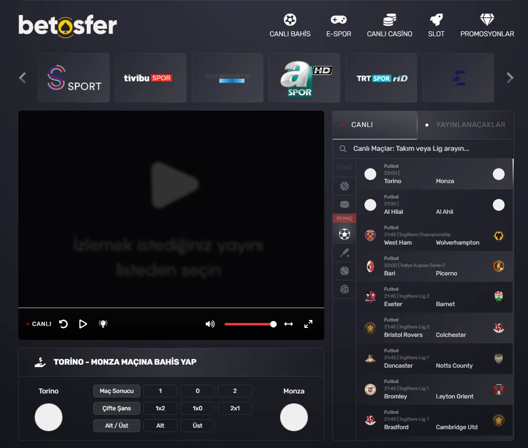 Betosfer TV ekran görüntüsü