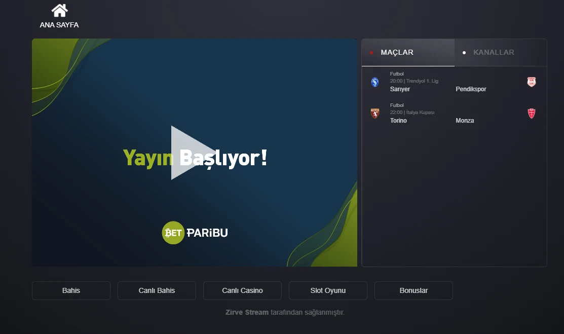Betparibu TV ekran görüntüsü