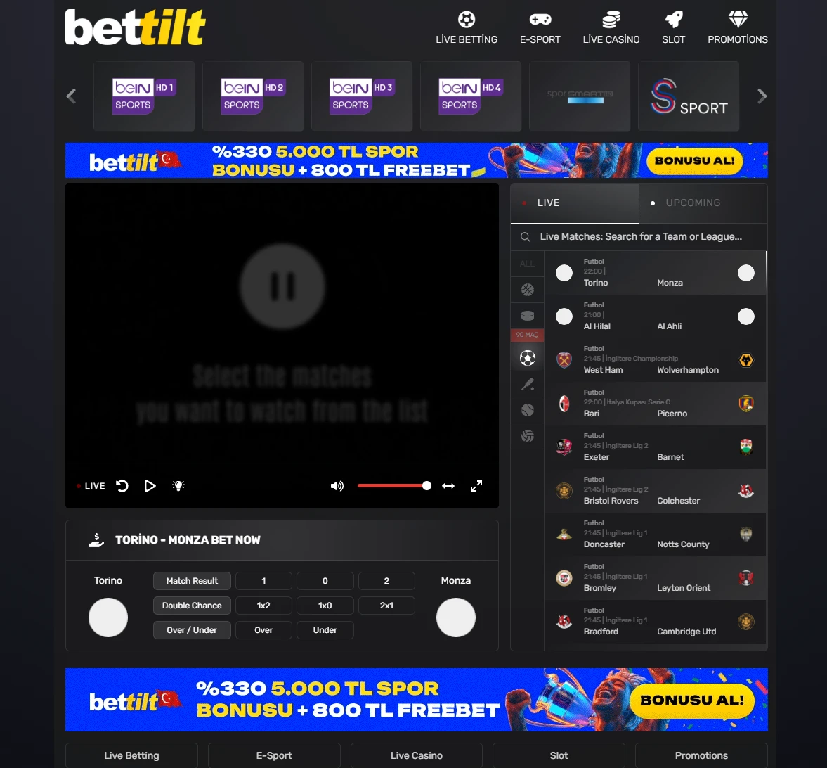 Bettilt TV ekran görüntüsü