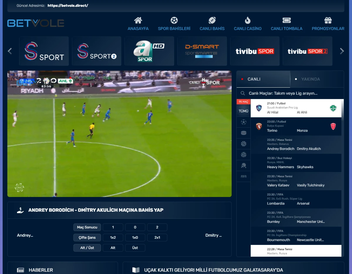 Betvole TV ekran görüntüsü