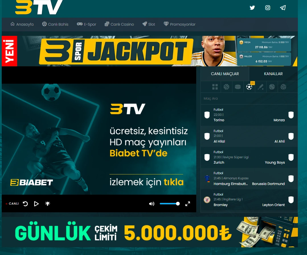 Biabet TV ekran görüntüsü
