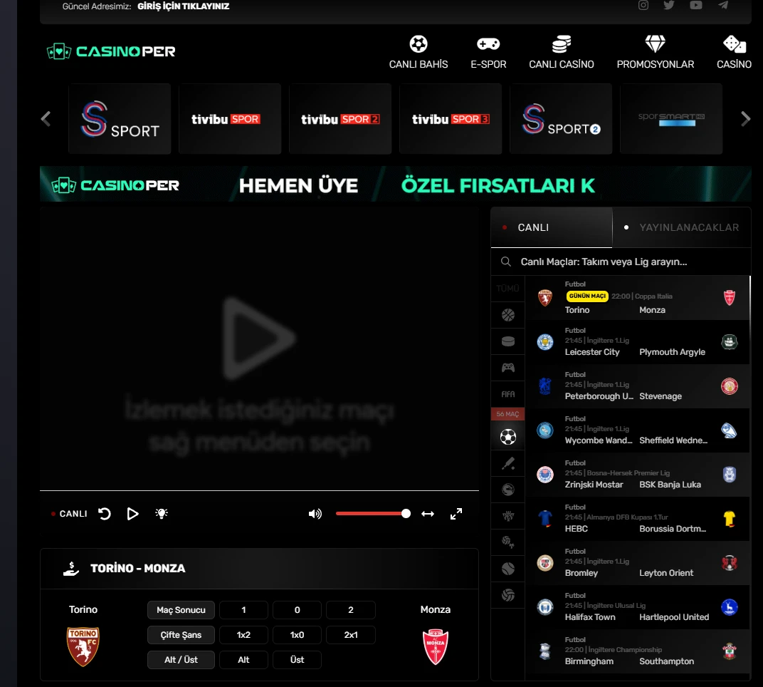 Casinoper TV ekran görüntüsü