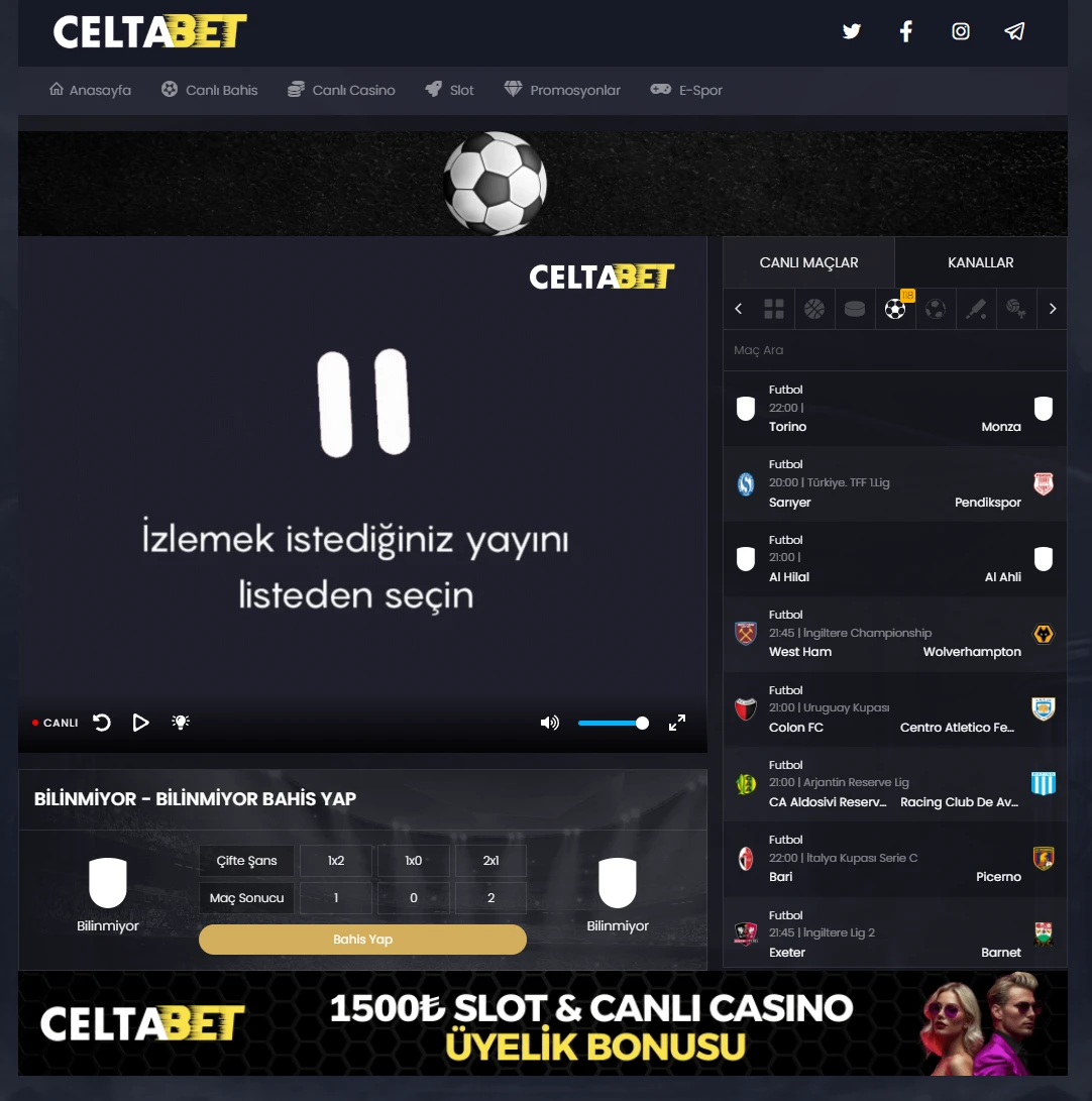 Celtabet TV ekran görüntüsü