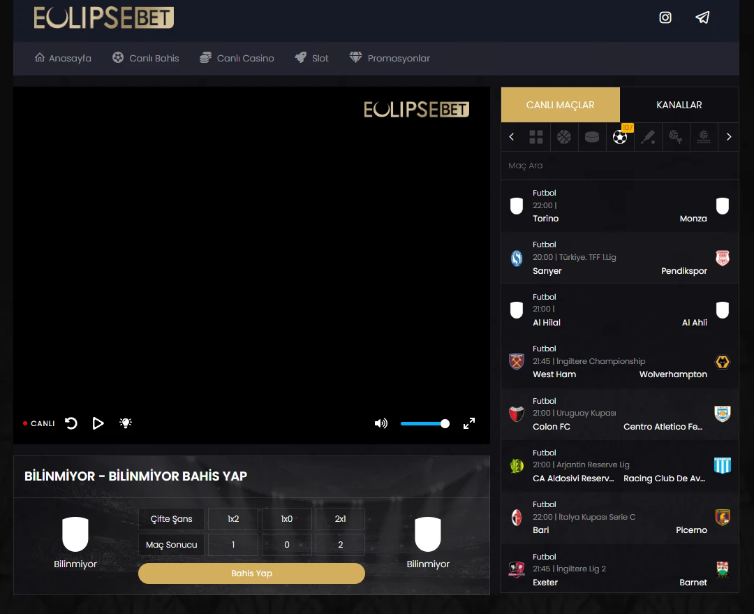 Eclipsebet TV ekran görüntüsü