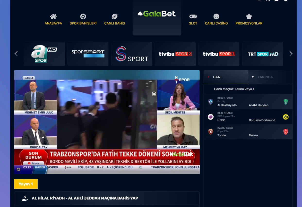 Galabet TV ekran görüntüsü