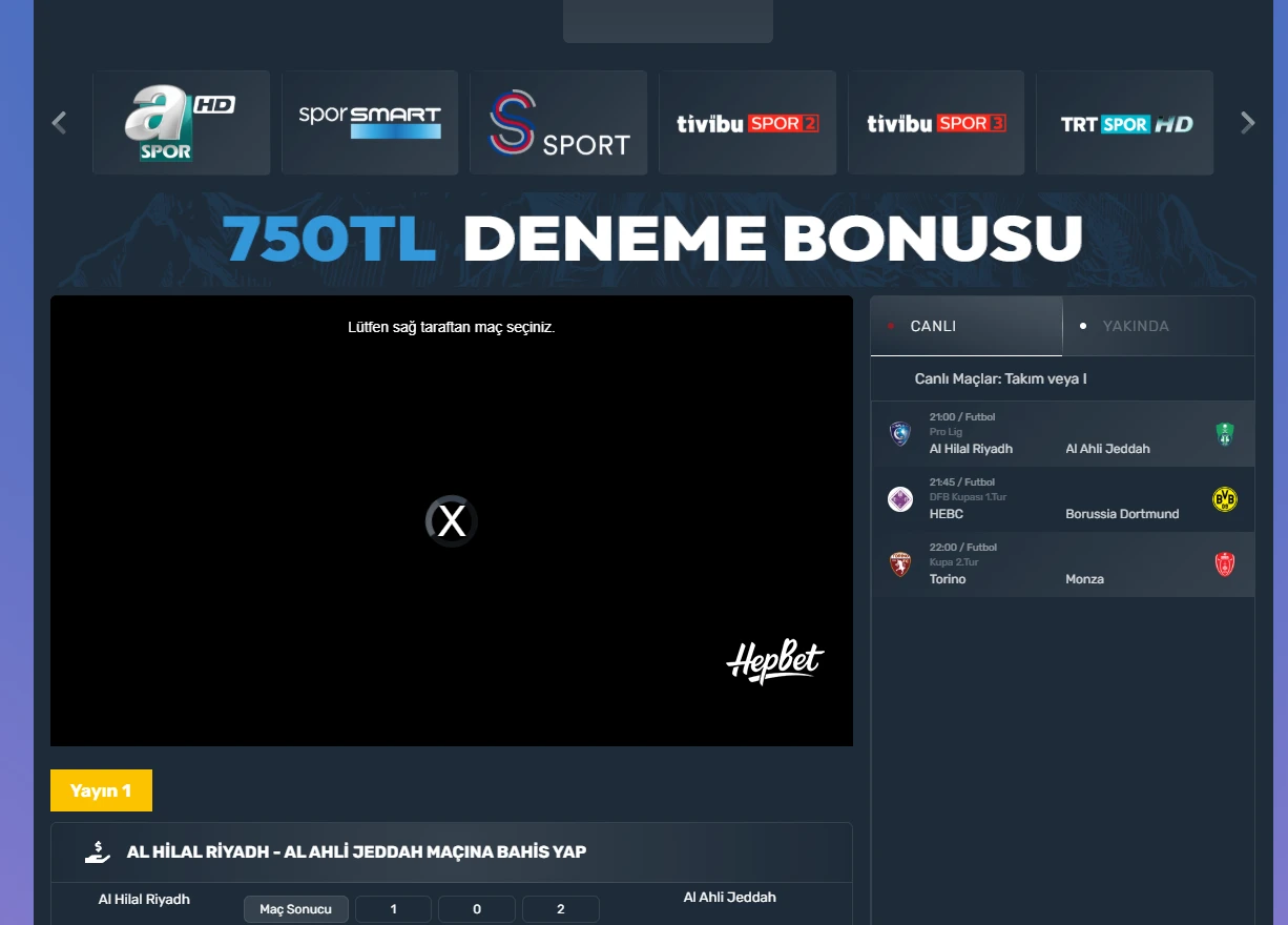 Hepbet TV ekran görüntüsü
