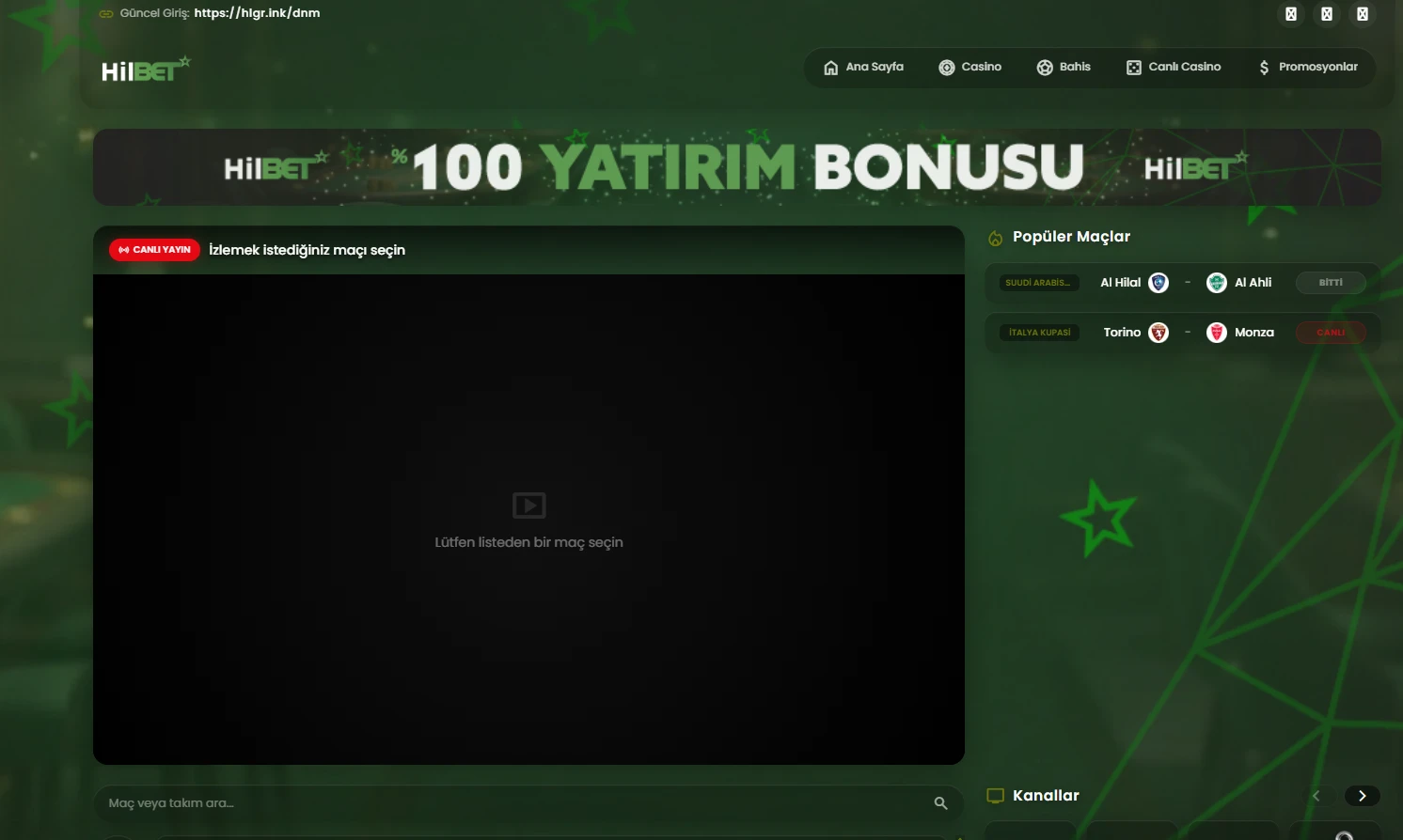 Hilbet TV ekran görüntüsü
