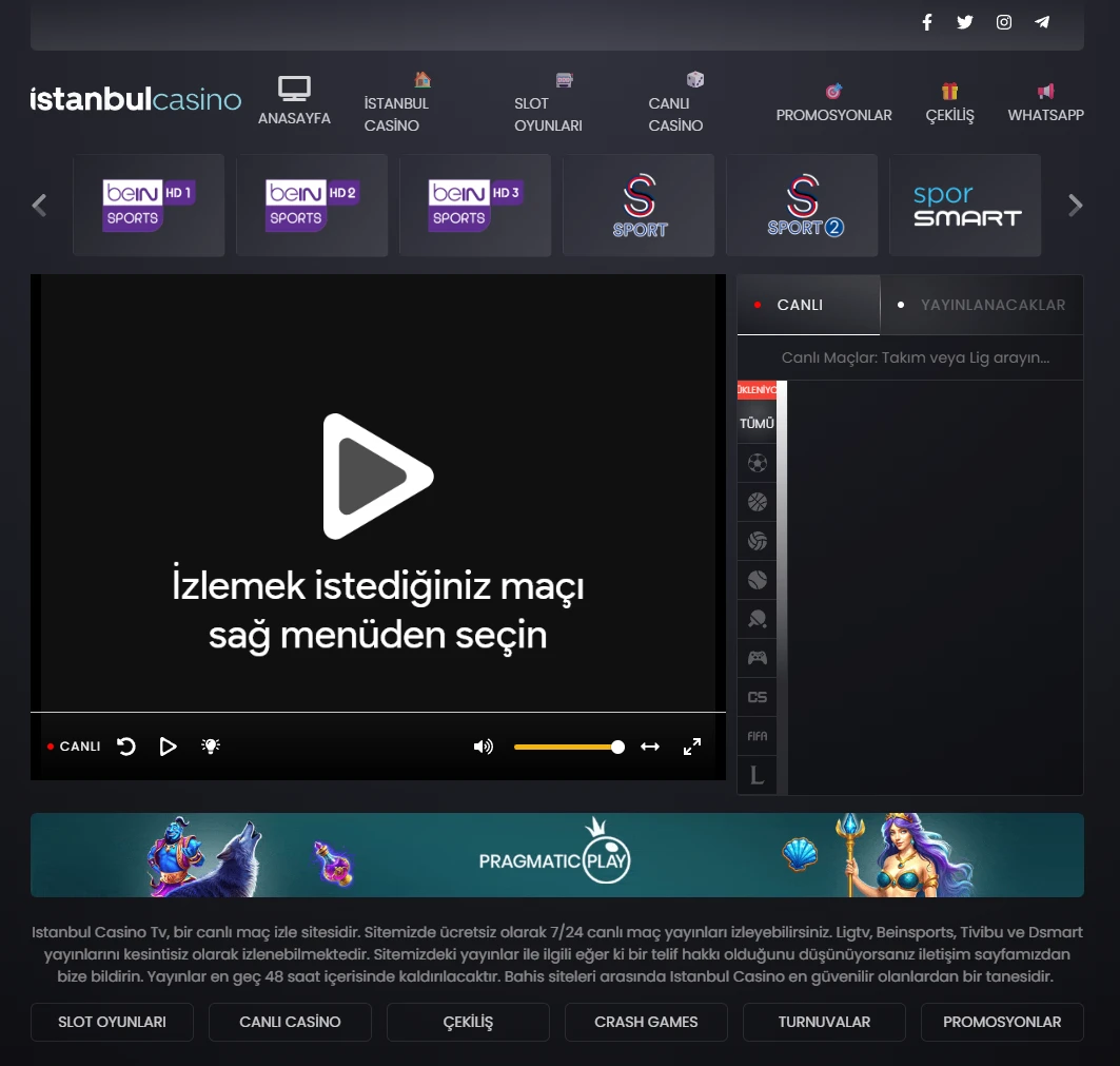 İstanbul Casino TV ekran görüntüsü