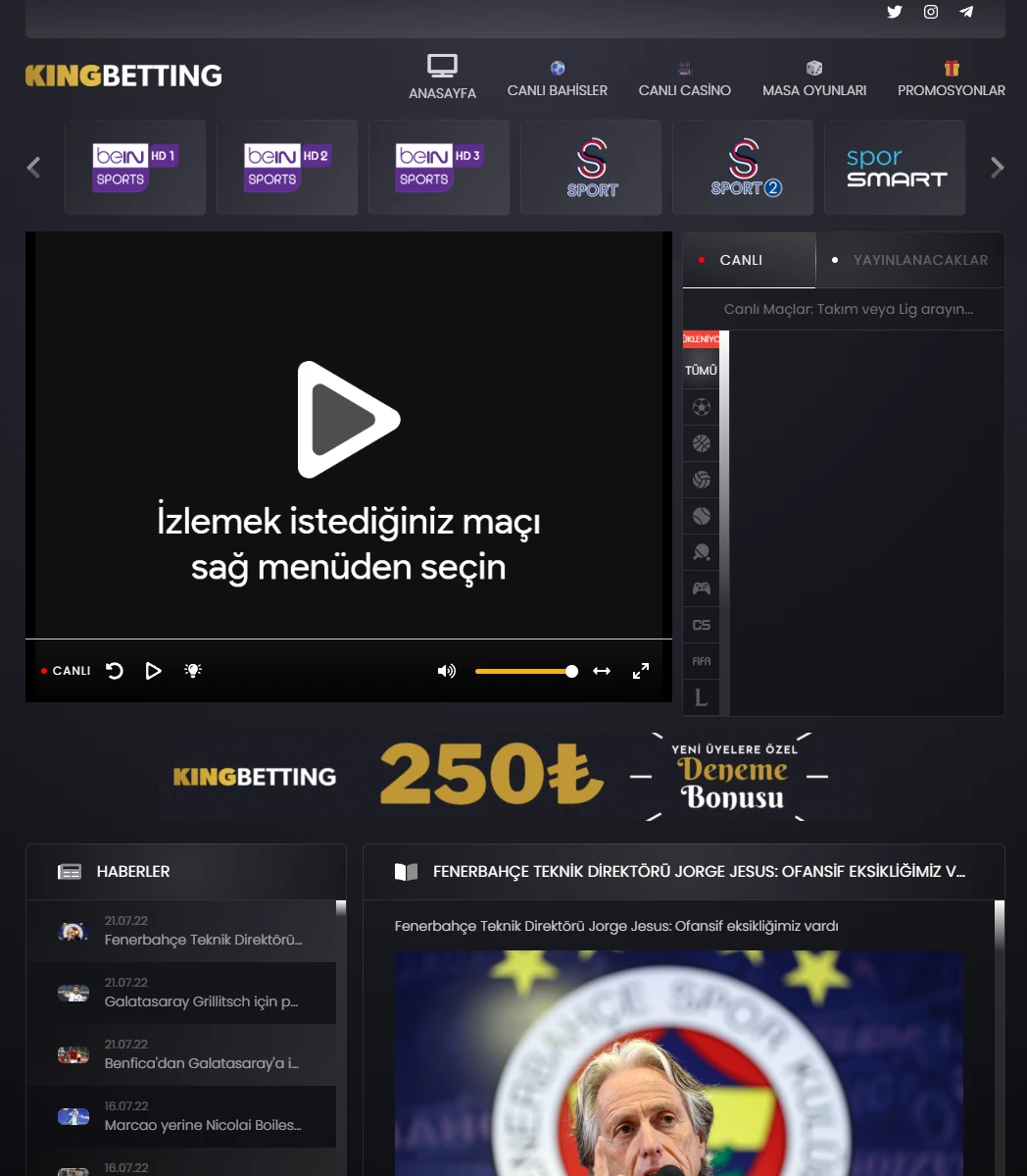 Kingbetting TV ekran görüntüsü