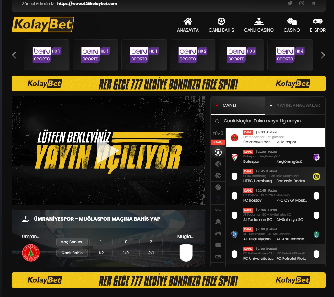 Kolaybet TV ekran görüntüsü