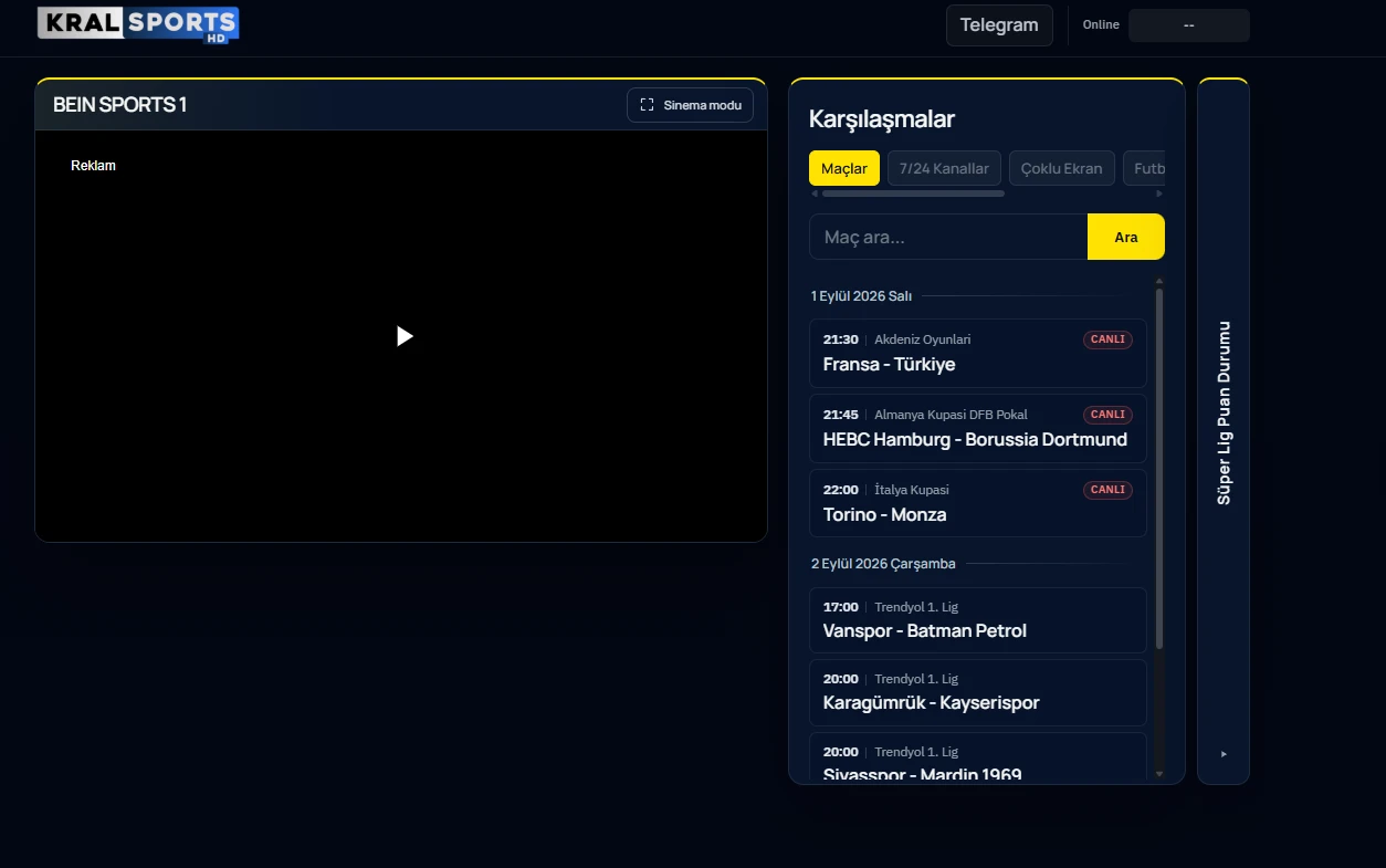 Kralsports HD TV ekran görüntüsü
