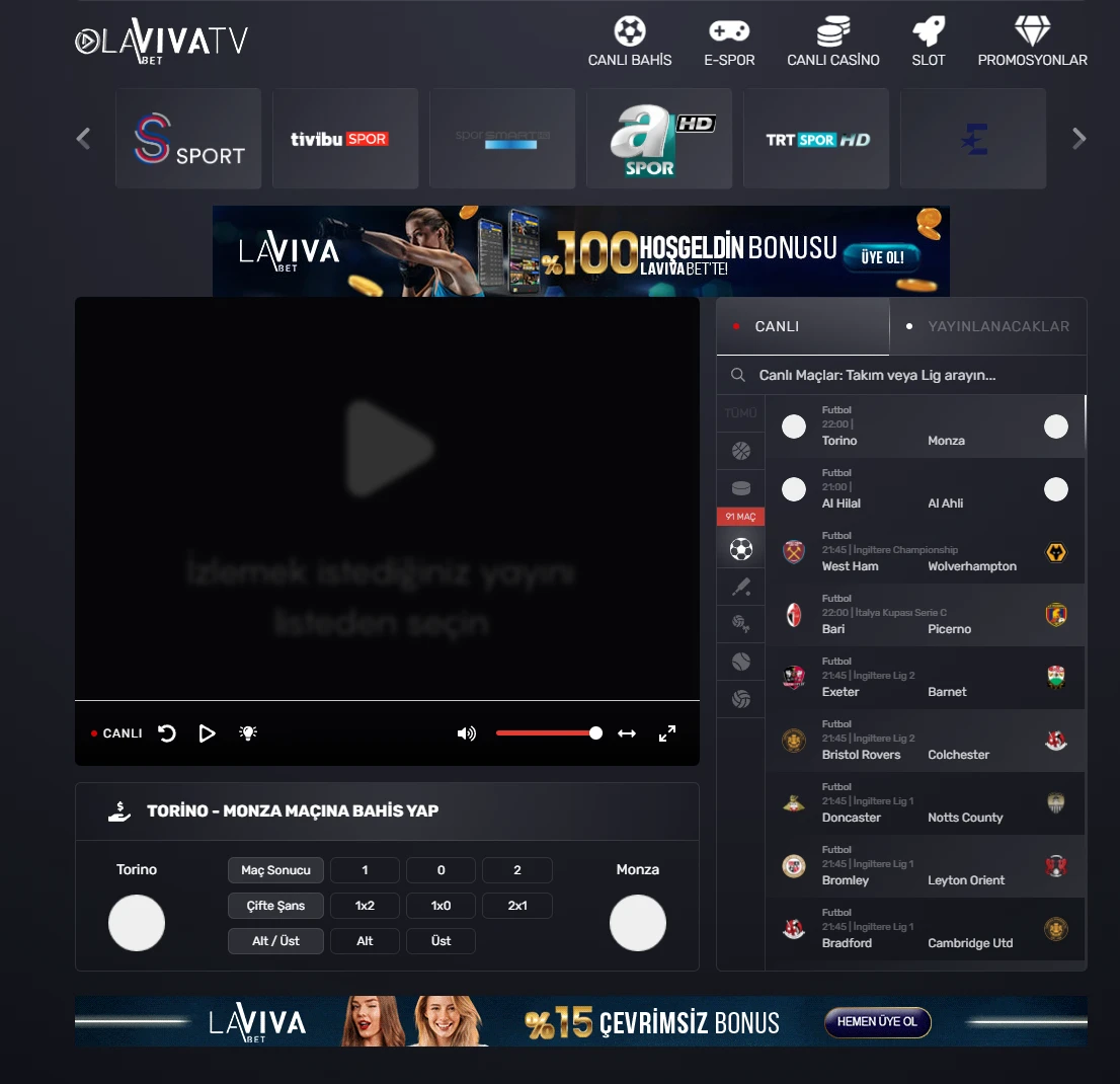 Lavivabet TV ekran görüntüsü