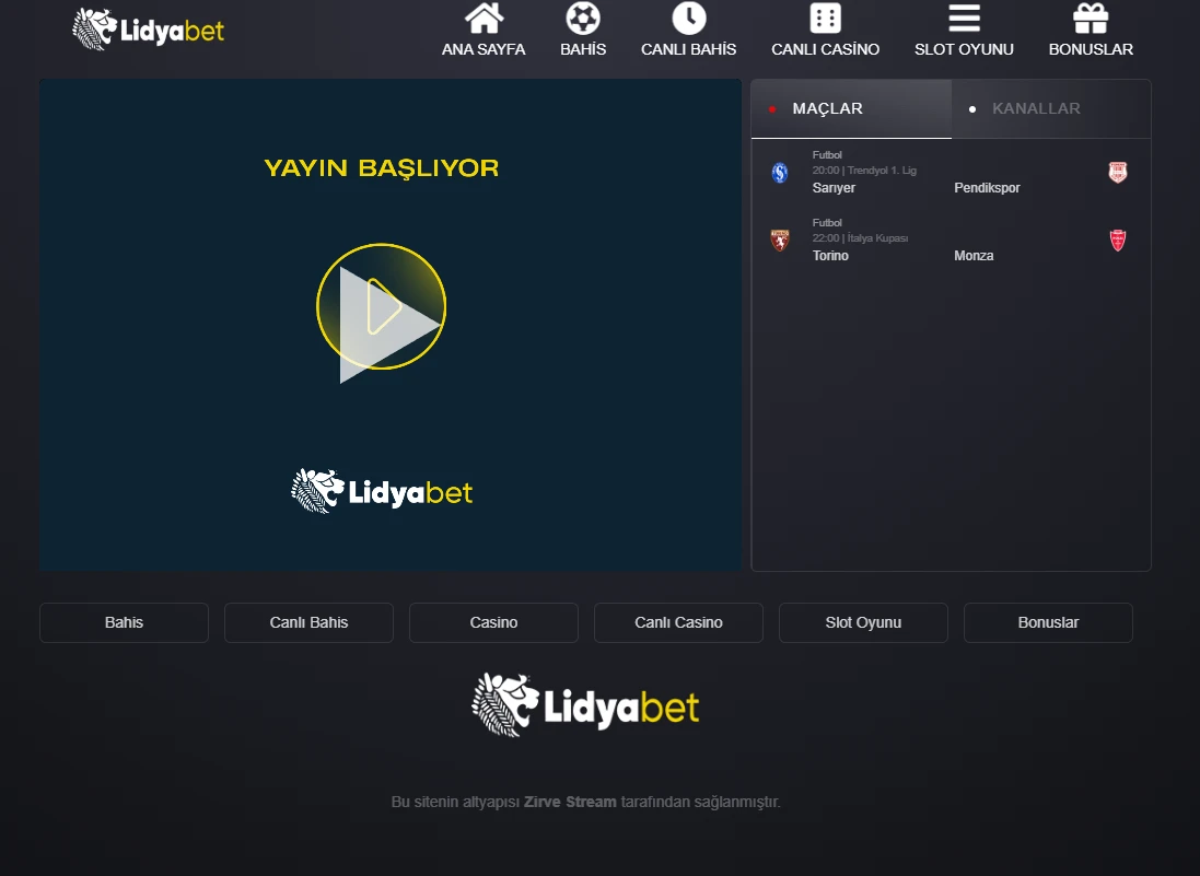 Lidyabet TV ekran görüntüsü