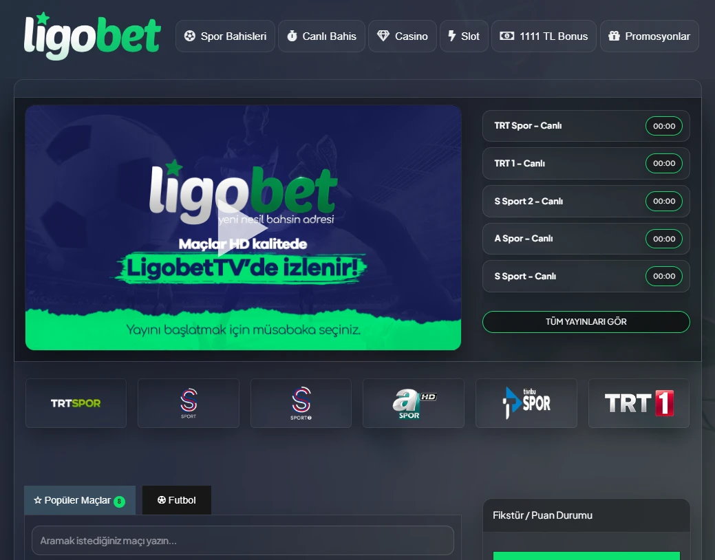 Ligobet TV ekran görüntüsü