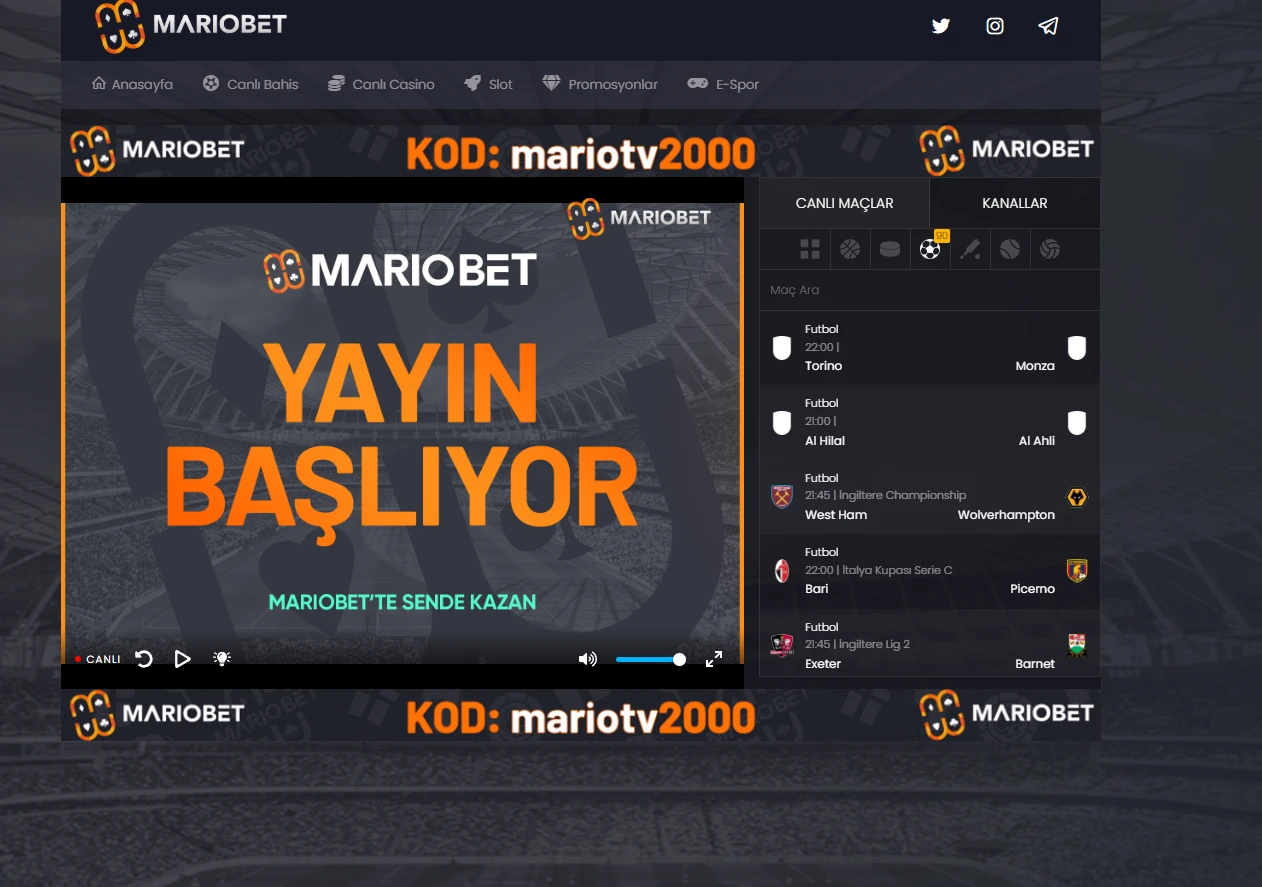 Mariobet TV ekran görüntüsü