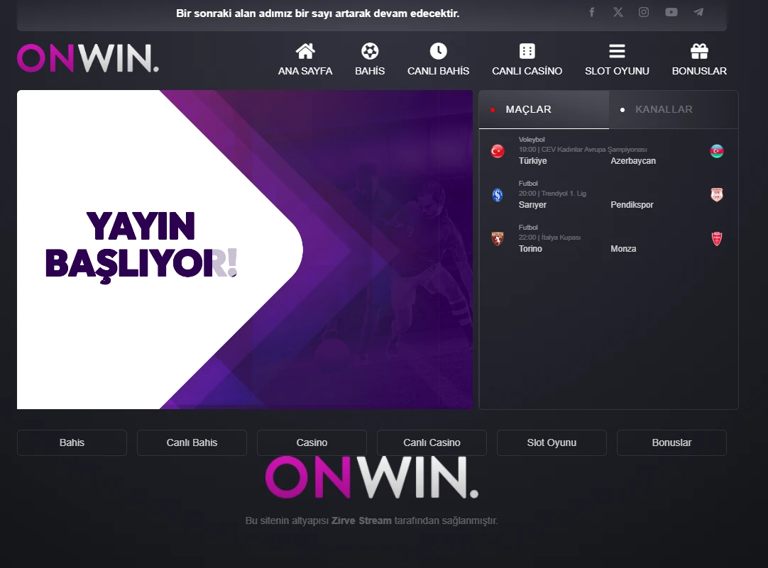 Onwin TV ekran görüntüsü