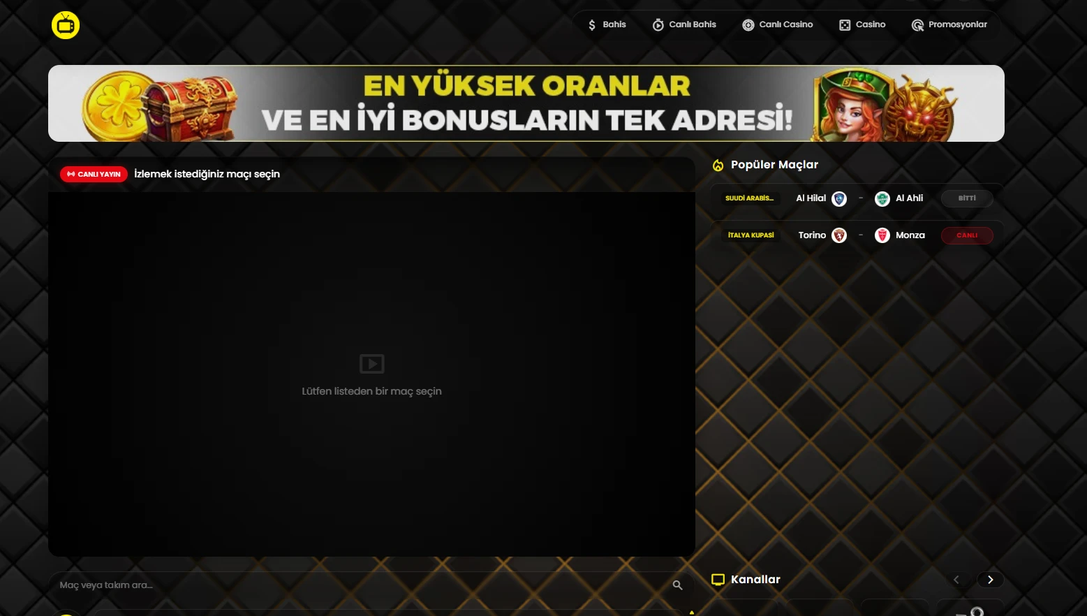 Palacebet TV ekran görüntüsü