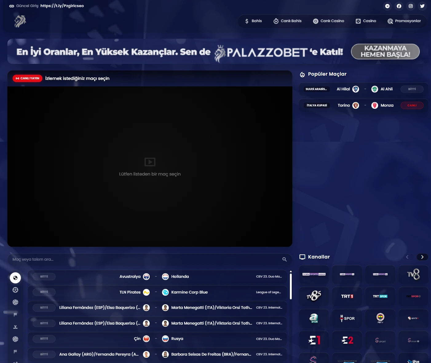 Palazzo Canlı TV ekran görüntüsü