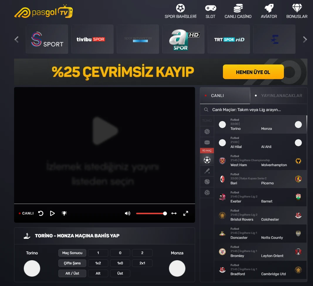 Pasgol TV ekran görüntüsü