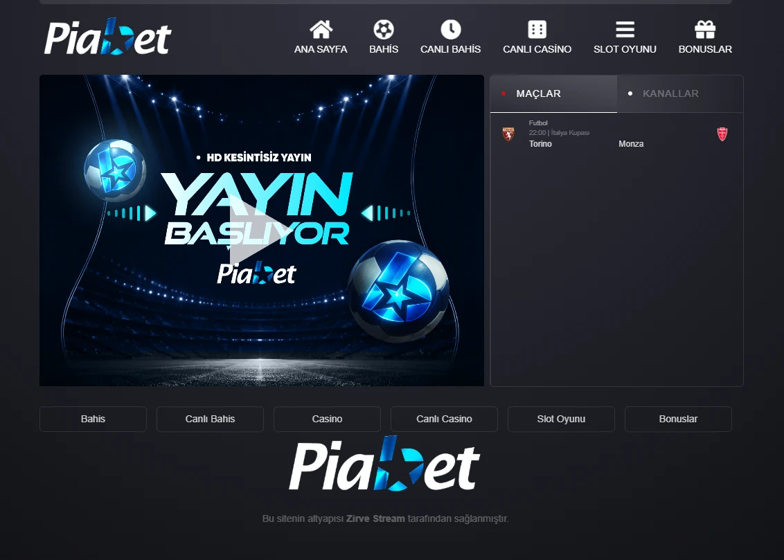 Piabet TV ekran görüntüsü