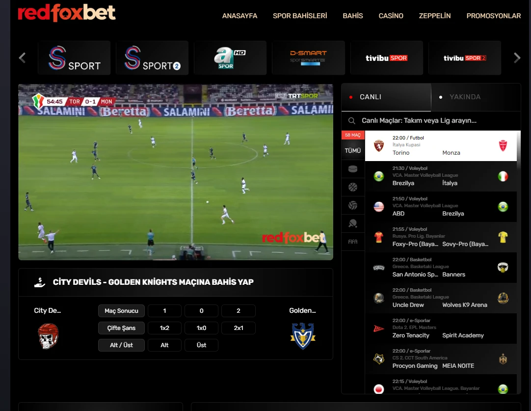 Redfoxbet TV ekran görüntüsü