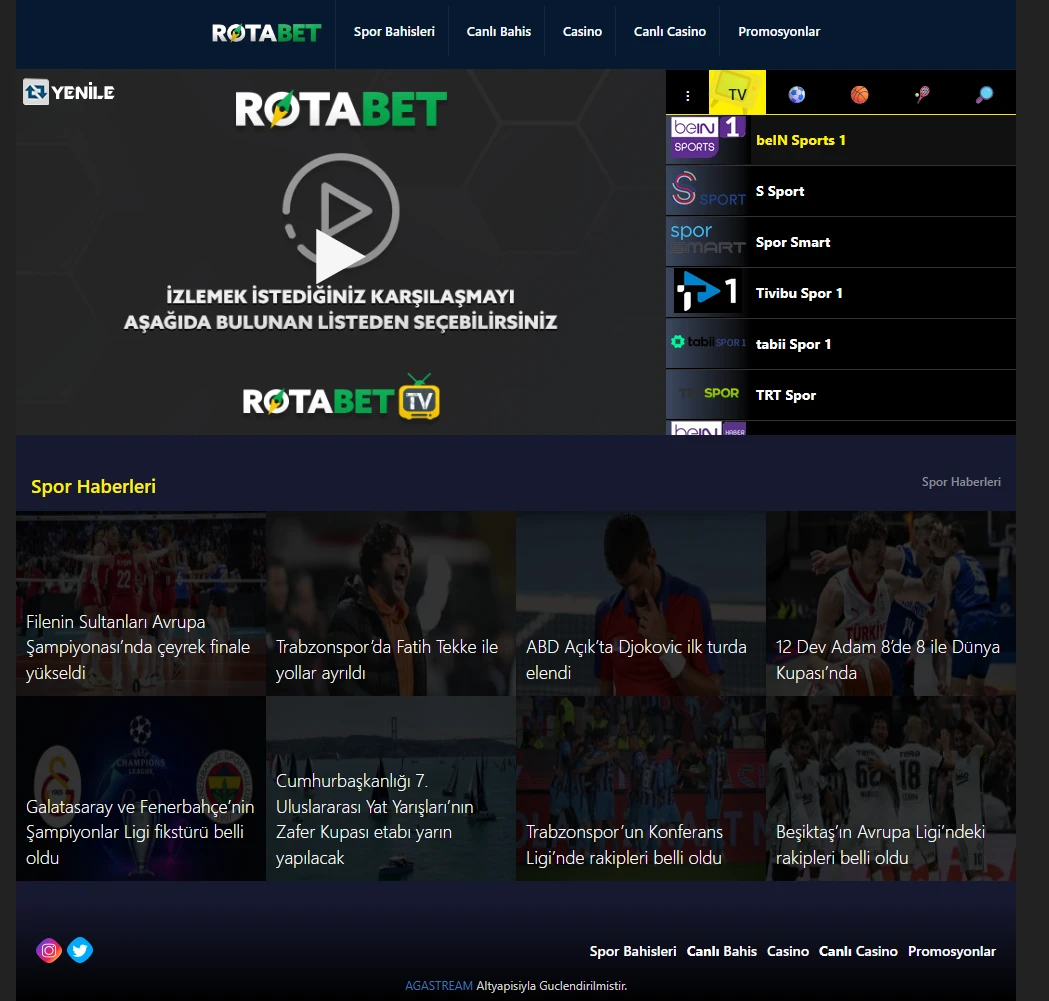 Rotabet TV ekran görüntüsü