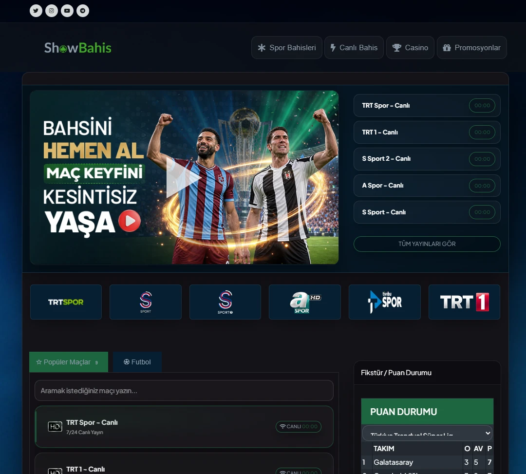 Showbahis TV ekran görüntüsü