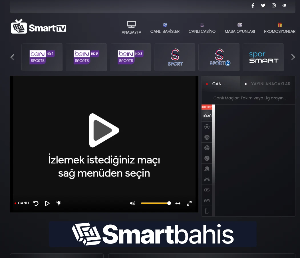 Smartbahis TV ekran görüntüsü