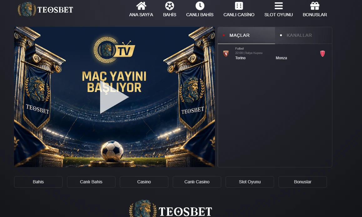 Teosbet TV ekran görüntüsü