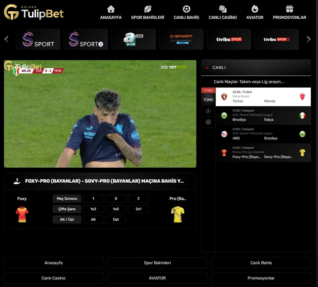 Tulipbet TV ekran görüntüsü
