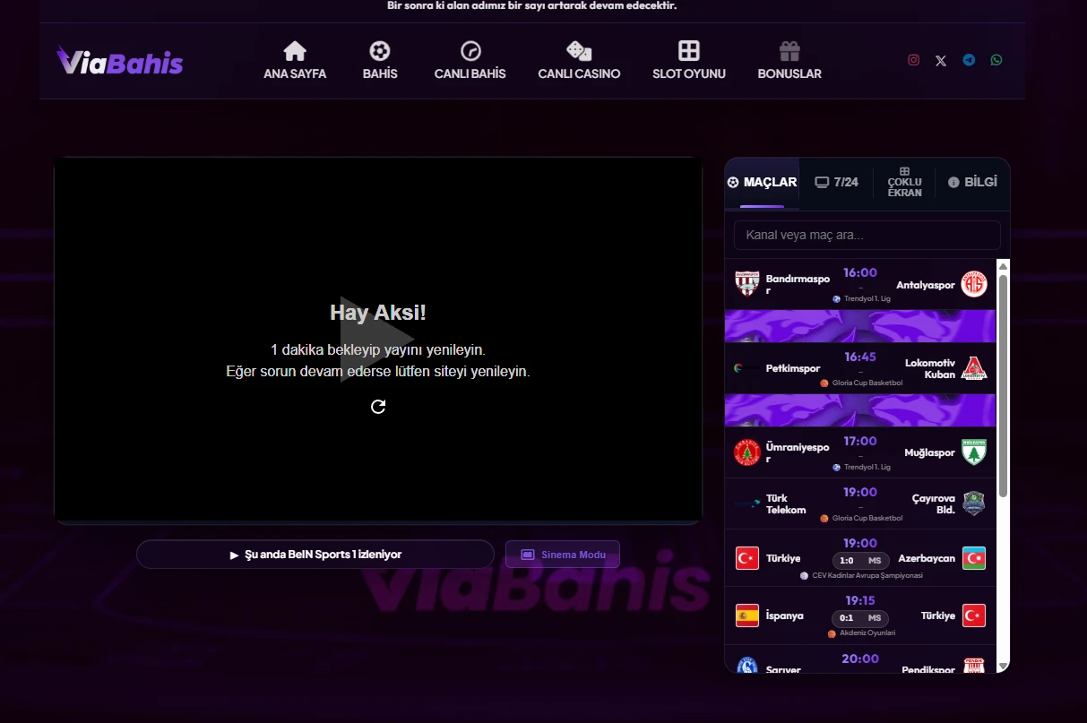 Viabahis TV ekran görüntüsü