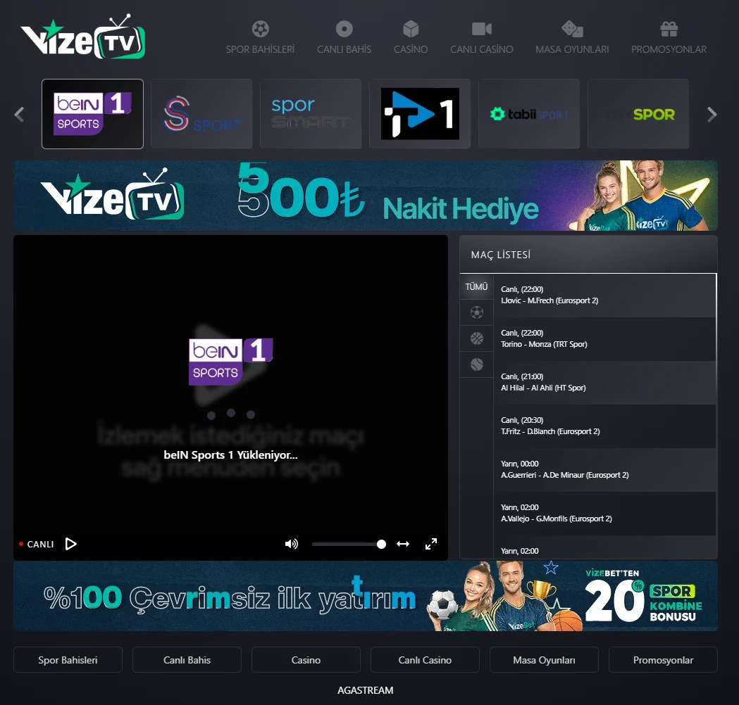 Vizebet TV ekran görüntüsü
